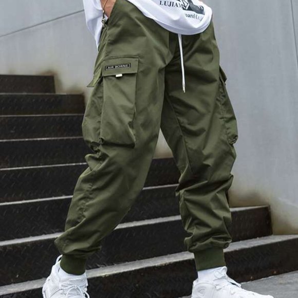 Other - Mens Flap Pocket Drawstring Waist Cargo Pants gree